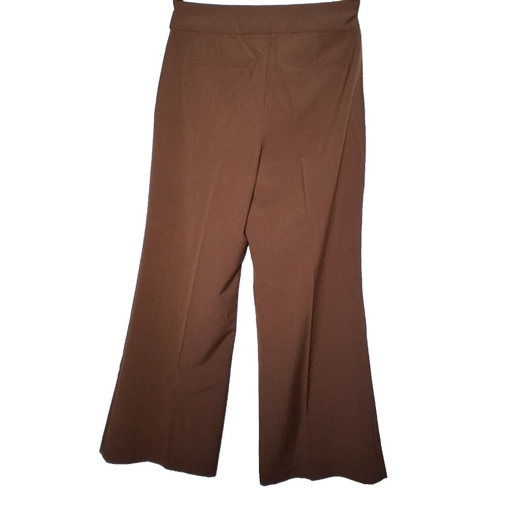 Cato Dress Pants Women Size 12 Brown Wide Leg Button Stretch Classic NEW - Picture 2 of 14